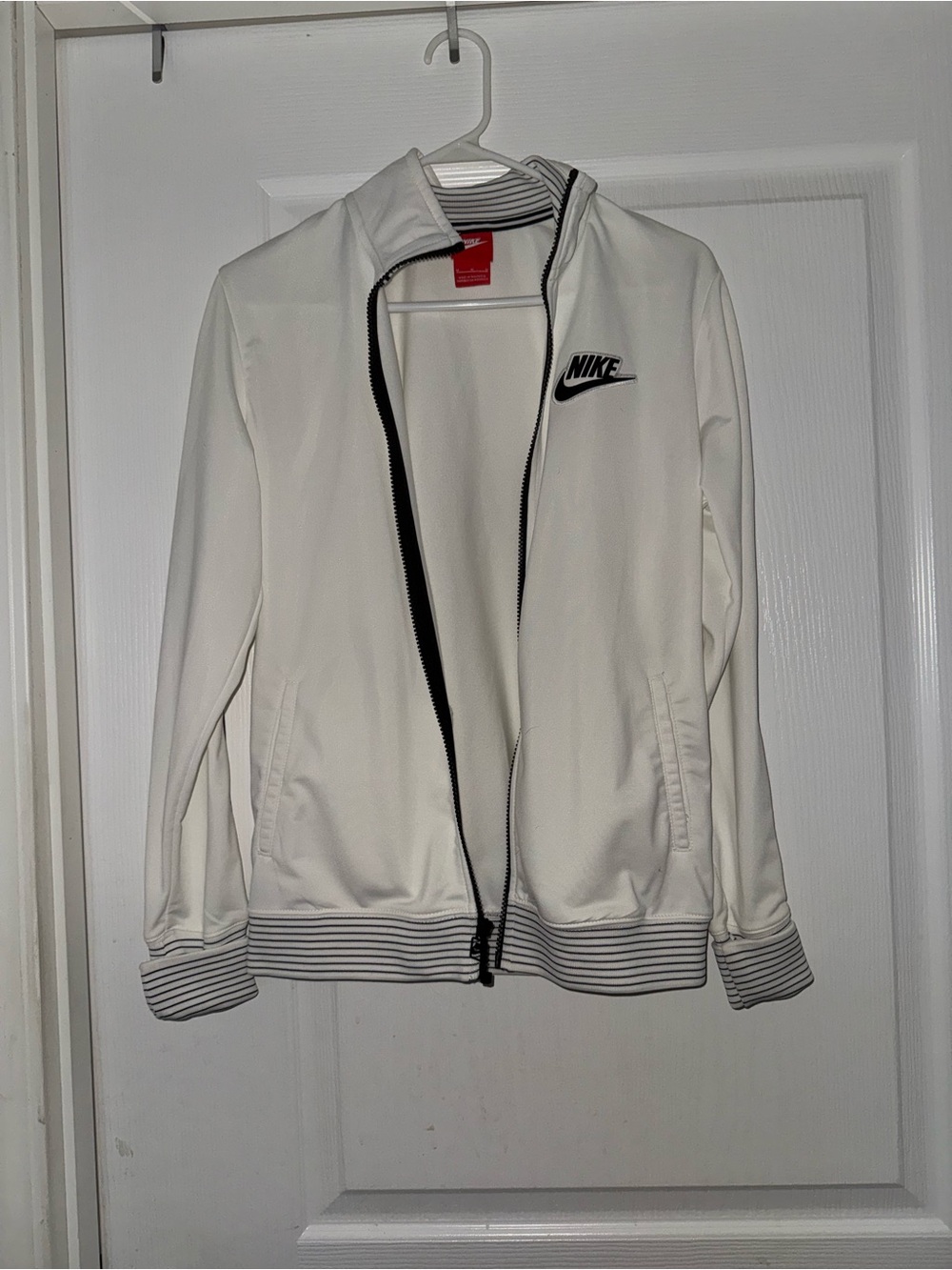 Nike White and Black Women's Varsity Track Jacket